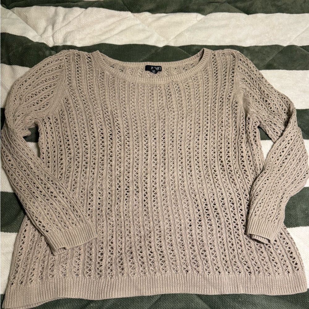 a.n.a Women's Taupe Knit Sweater